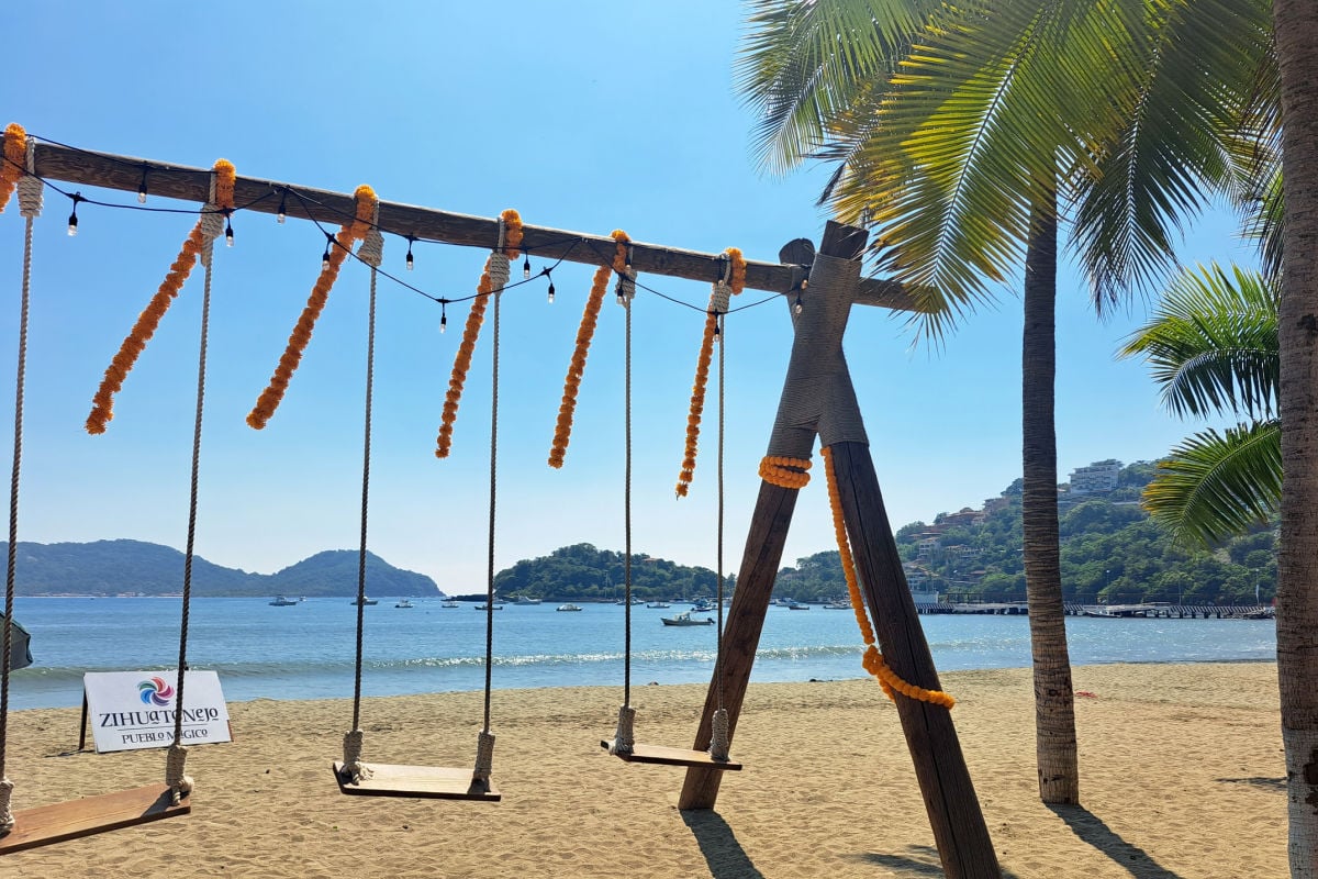 Beachside swingset in Zihuatanejo, Mexico