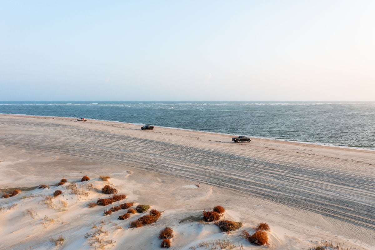 Trucks on beach in Emerald Isle, NC