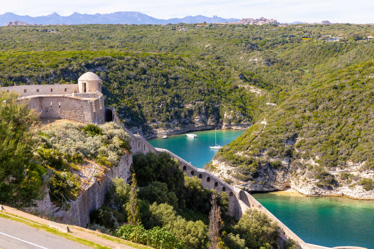 Turquoise bay and timeless architecture in Bonafacio, Corsica, France
