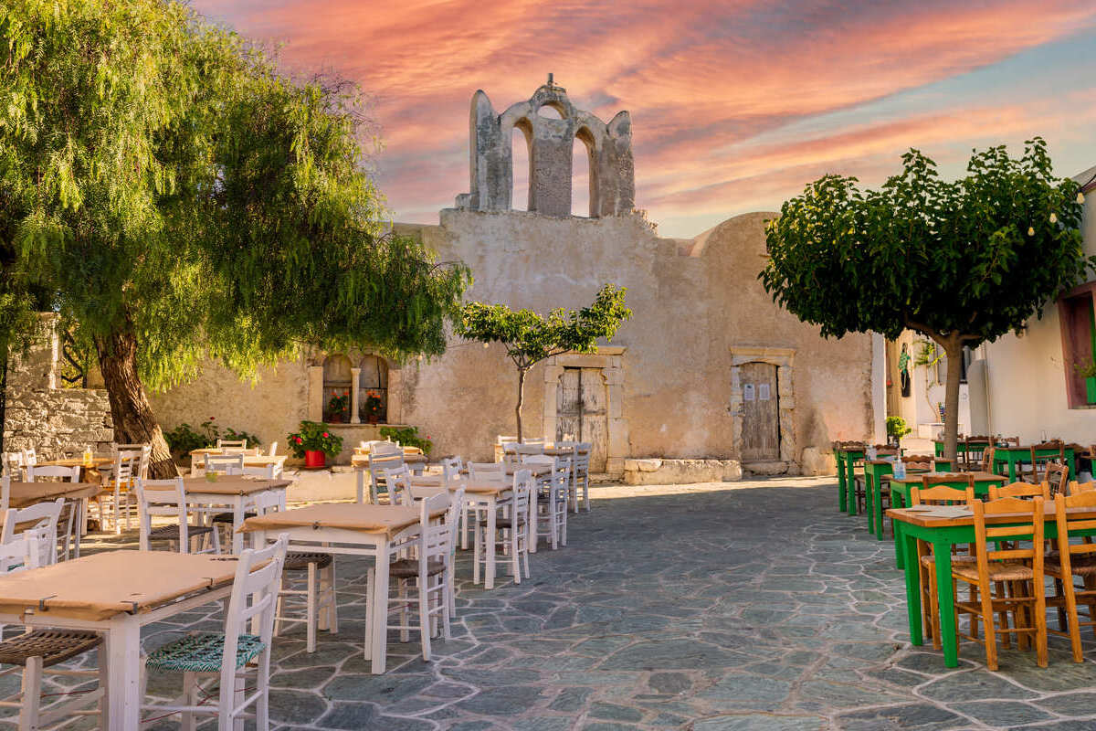 Village Square In Folegandros Chora, Greece