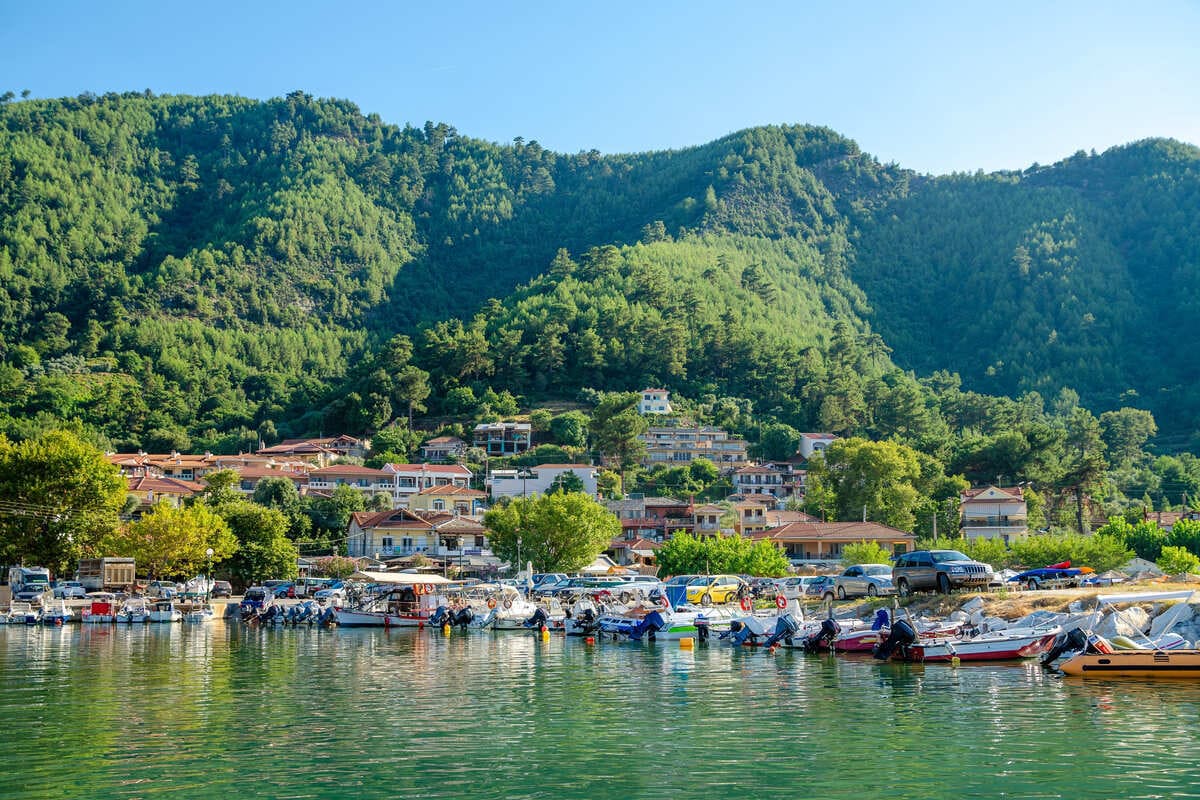 Waterfront Village In Thassos, Greece
