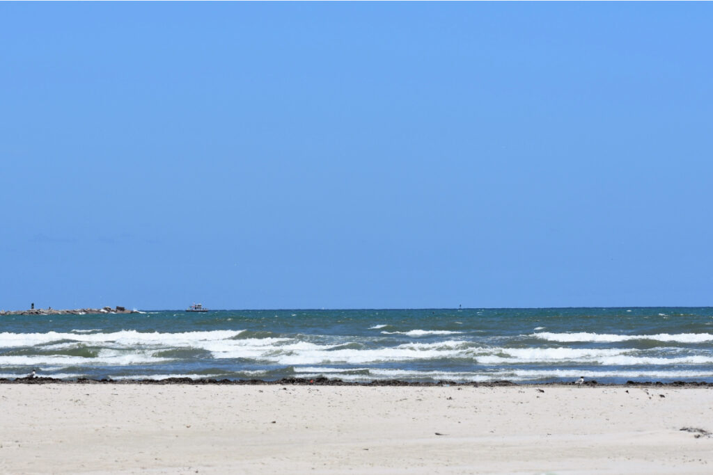 Waves crashing in Port Aransas, TX