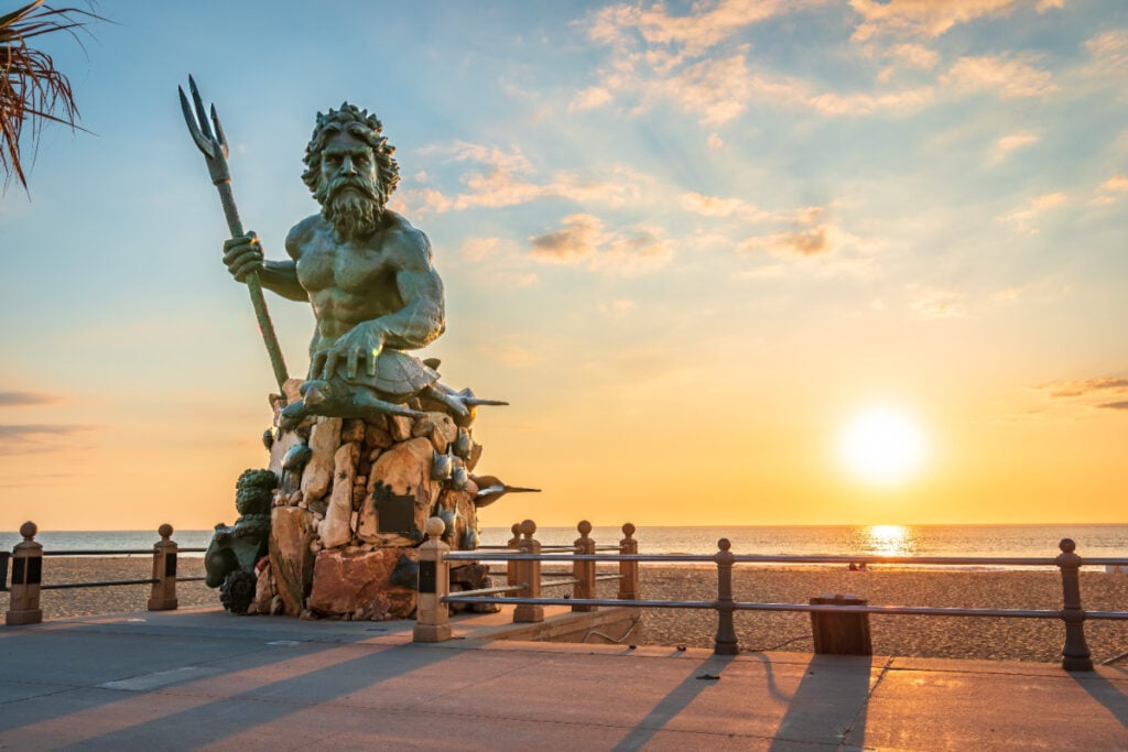 King Neptune statue on boardwalk in Virginia Beach