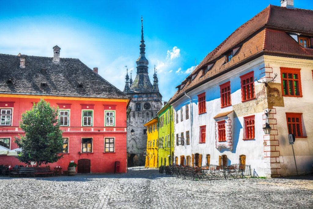 Vibrant town square in Visbey, Sweden