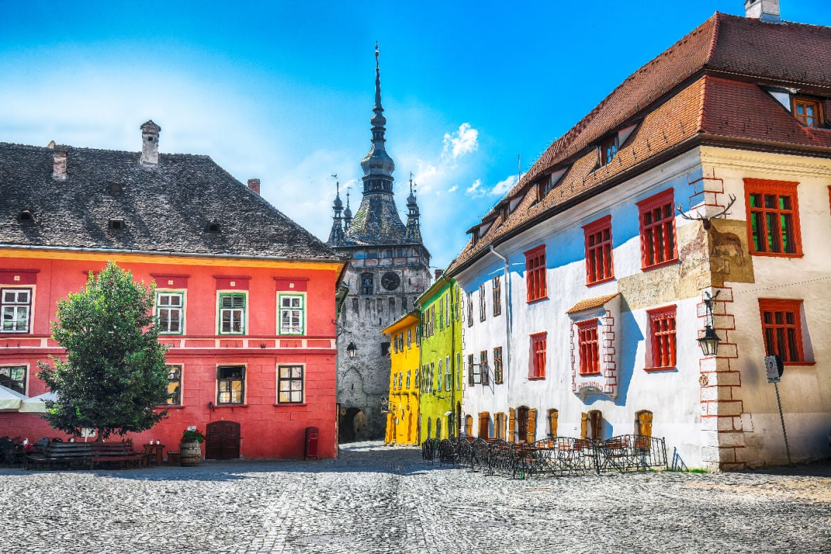 Vibrant town square in Visby, Sweden
