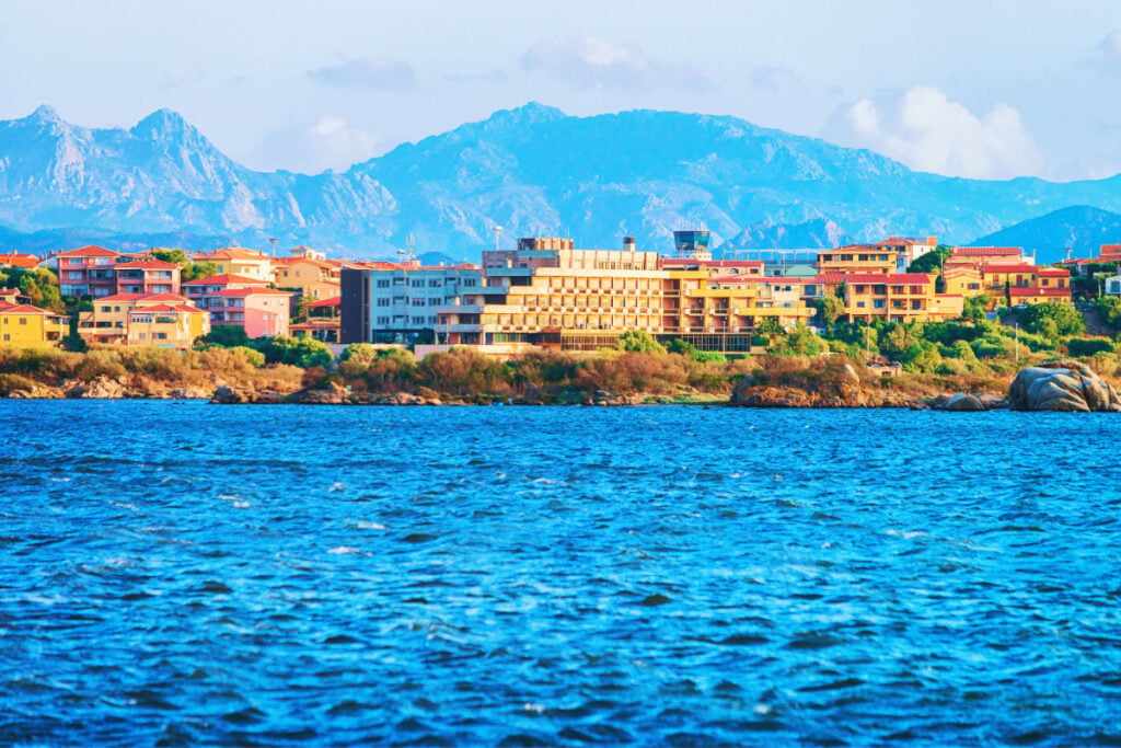 Cityscape of Olbia with Mediterranean Sea, Sardinia, Italy