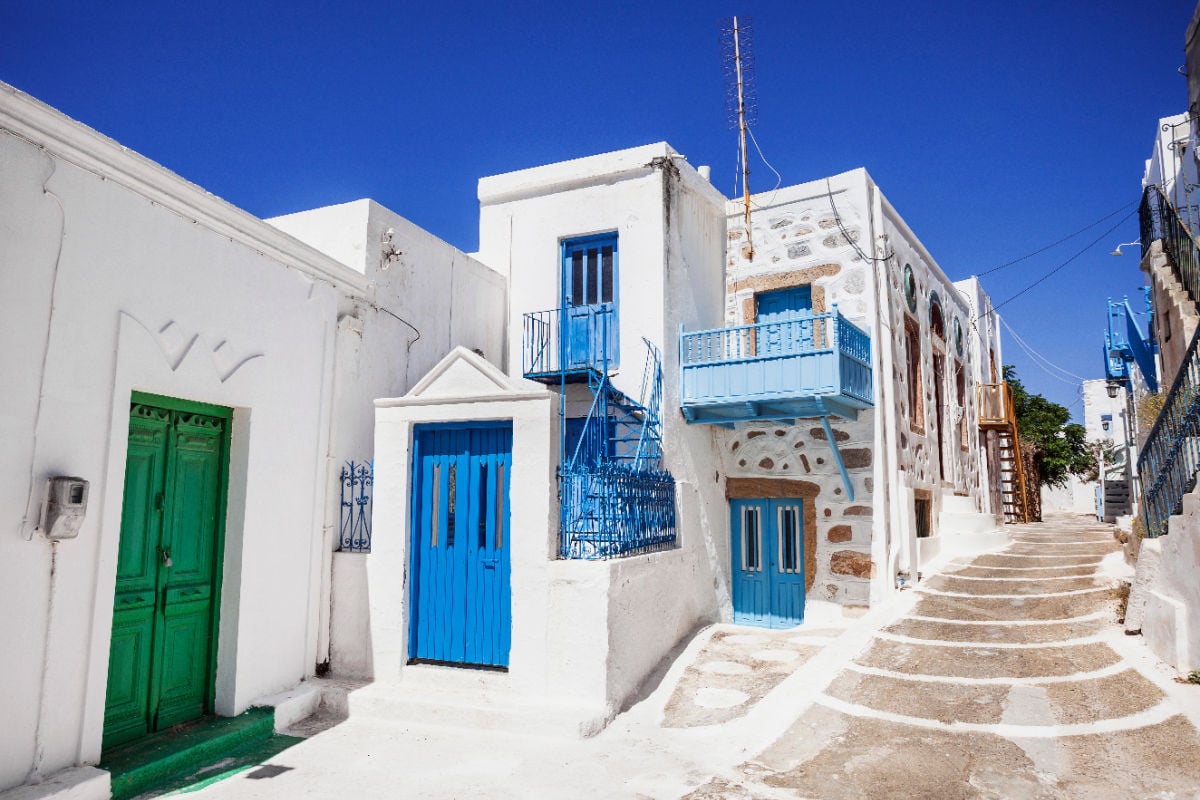 Colorful street in Astypalaia