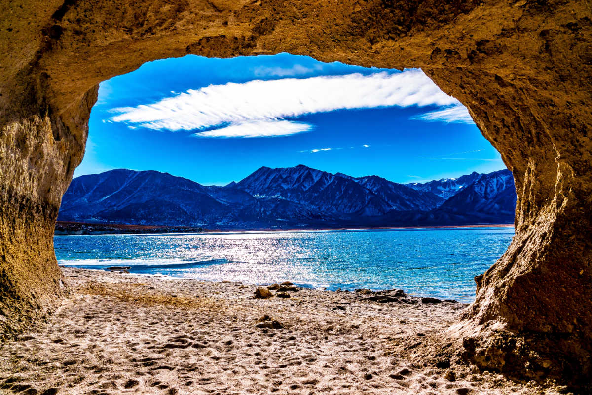 Lakeside cave in Mammoth, CA