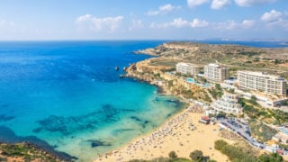 Landscape with Golden bay beach, Malta
