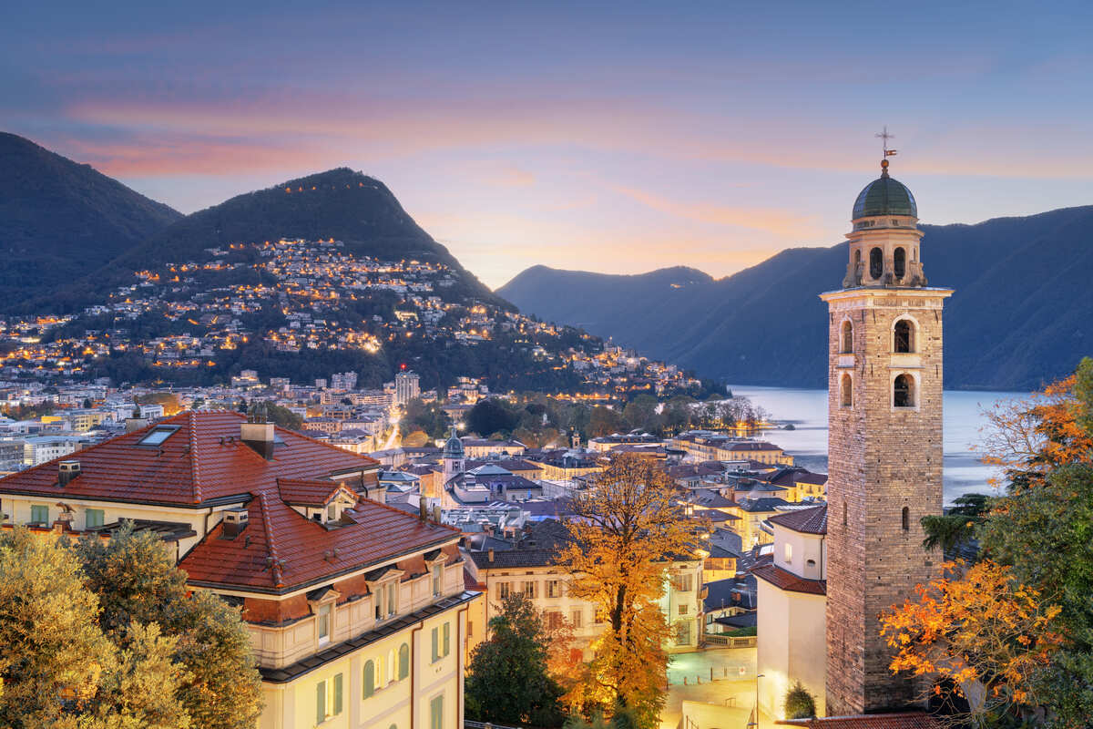 Lugano Cityscape In Switzerland