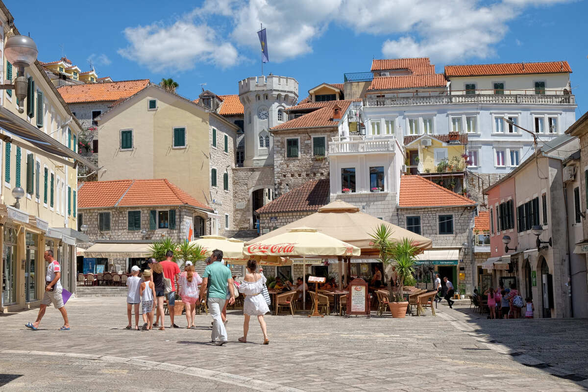 Main town square in Herceg Novi, Montenegro