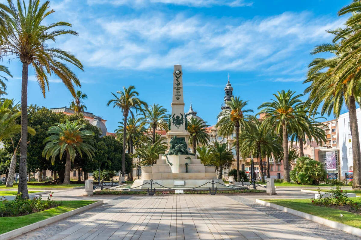 Palm Tree Lined Square In Cartagena, Spain