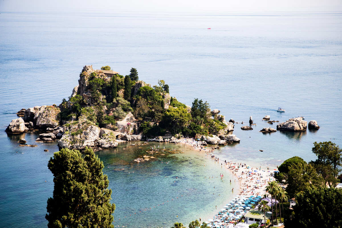 Panoramic View Of Isola Bella, Sicily, Italy