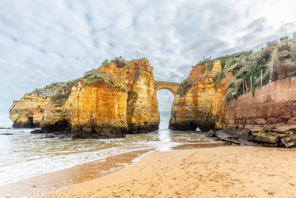 Praia dos Estudantes With The Roman Beach In Lagos, Algarve, Portugal