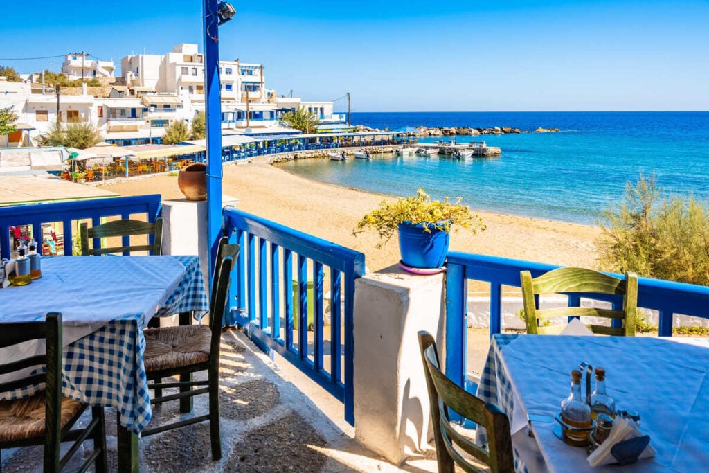 Scenic Waterfront Taverna On A Beach In Naxos, Greece