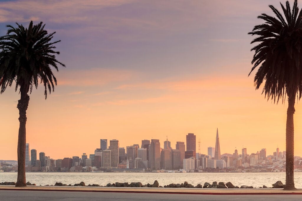 Distant view of San Francisco skyline