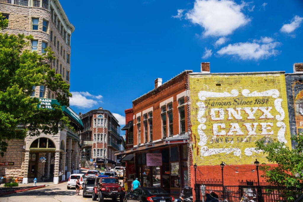 Timeless town of Eureka Springs, AR on beautiful day