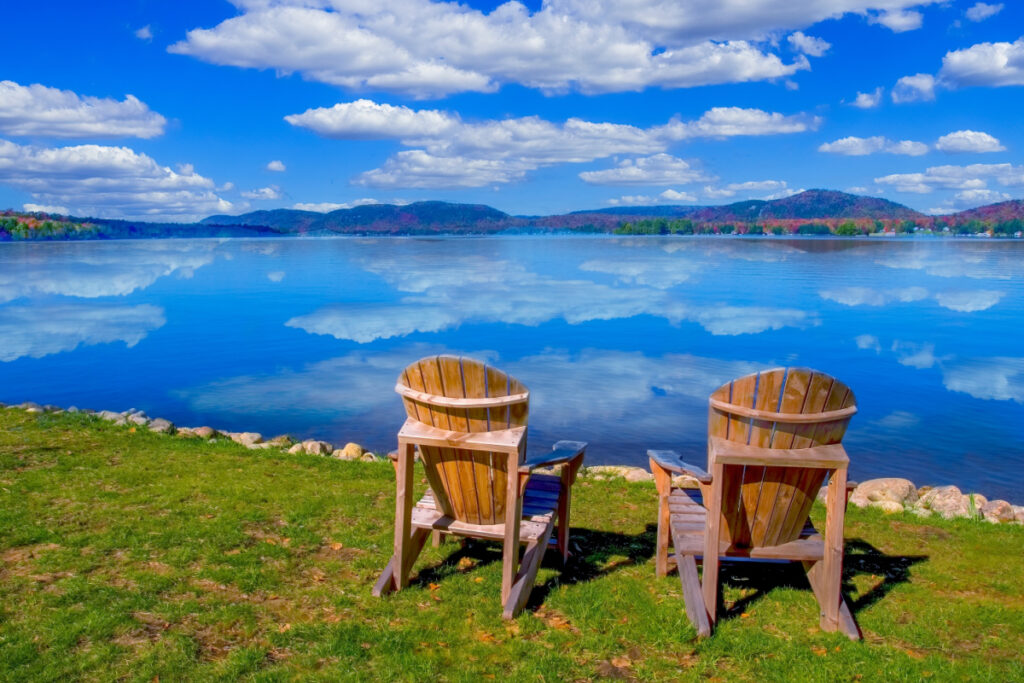 Adirondack chairs lakeside Lake Placid, NY