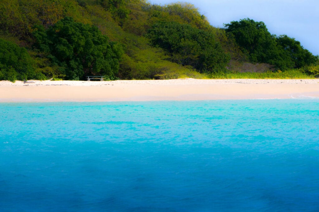 Vibrant blue waters along isolated beach in St. Croix