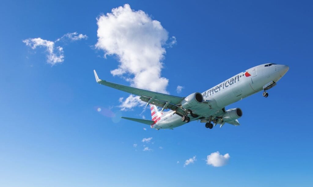 American Airlines plane overhead