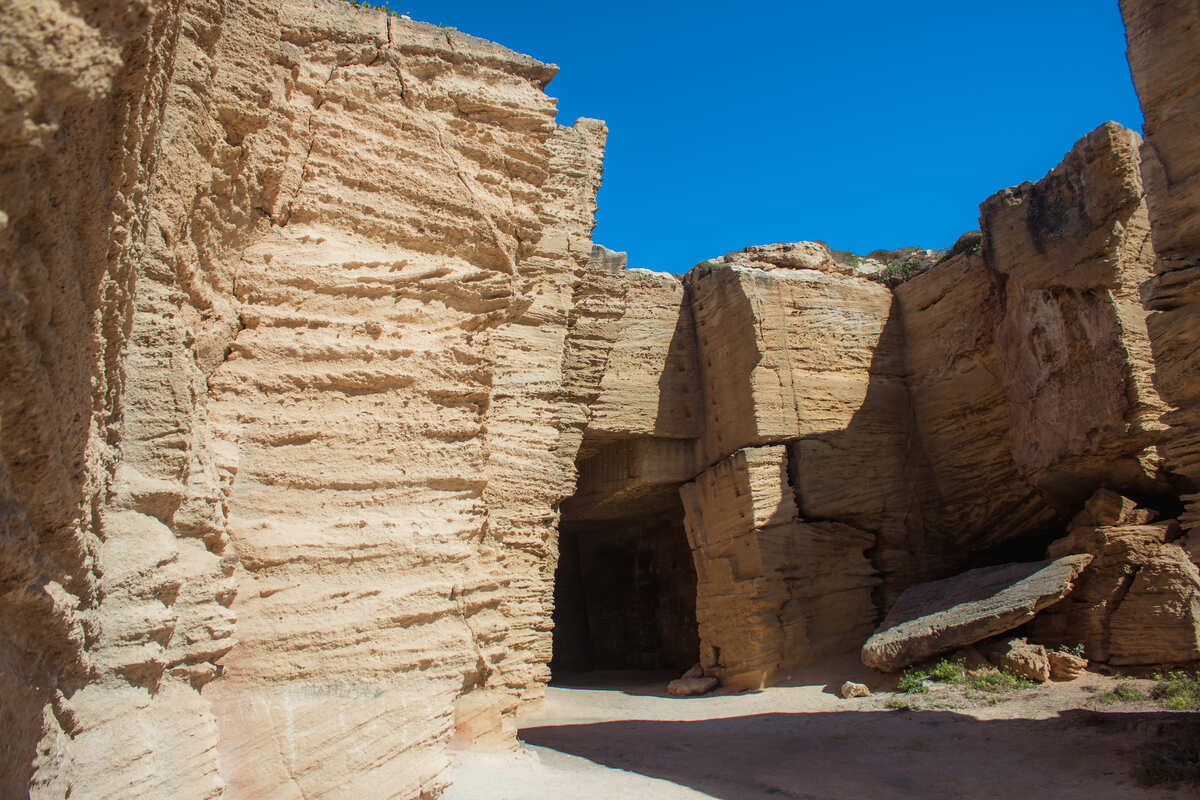 Ancient Limestone Quarries In Bue Marino, Sicily, Italy