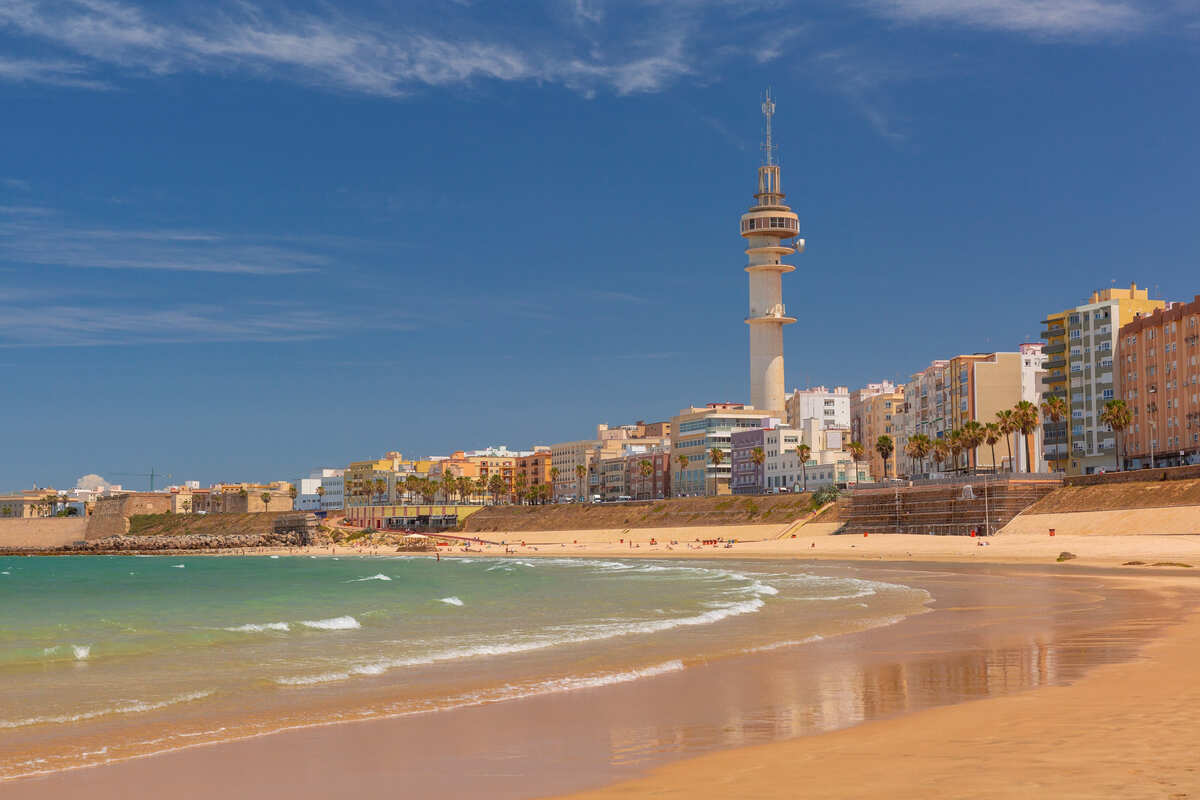 Beautiful Golden Sand Beach In Cadiz, Spain