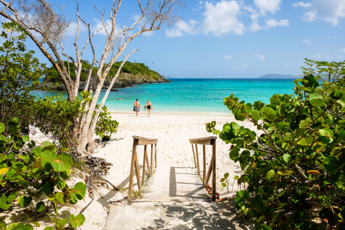 Beautiful pristine Caribbean beach in Saint John in the United States Virgin Islands.