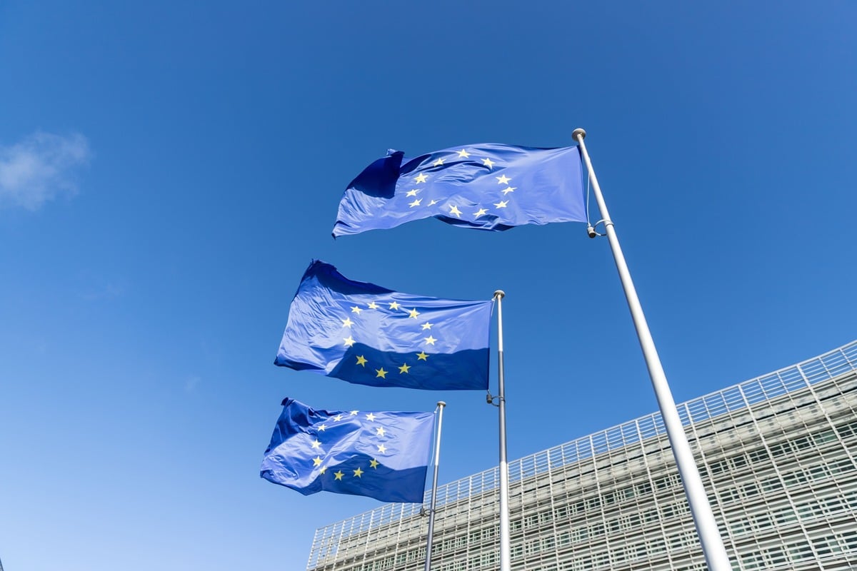 EU Flag Flying In Brussels, European Union