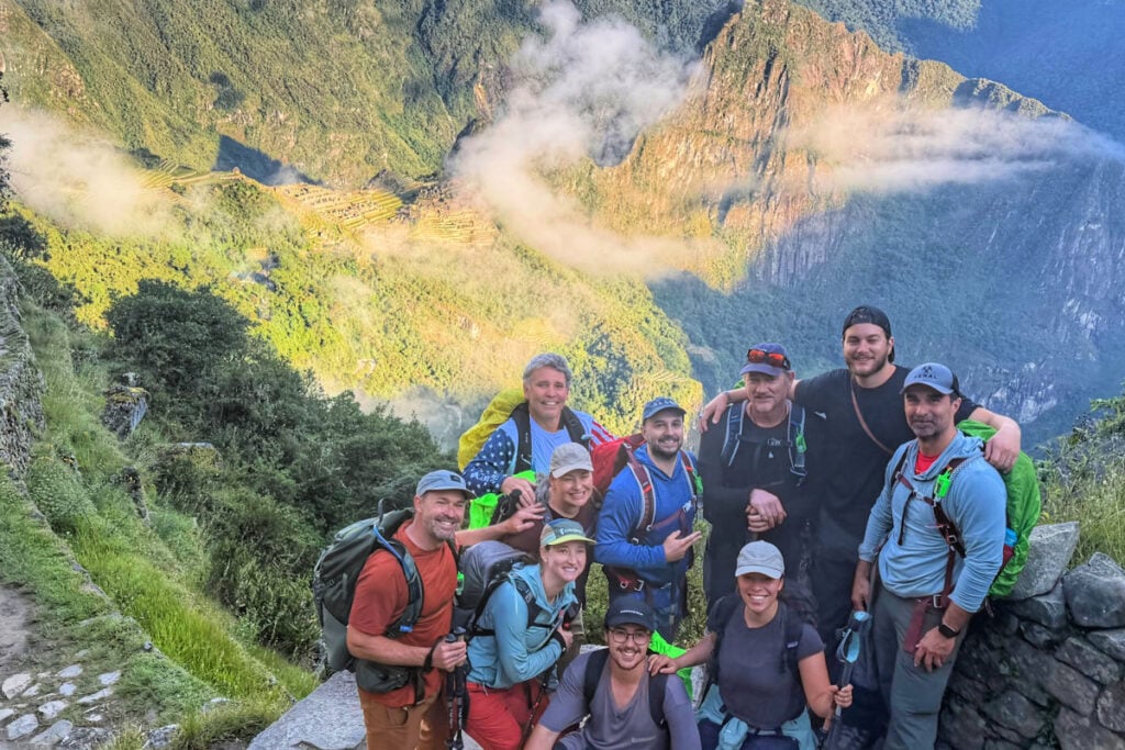 Tyler Fox with Hiking group in Peru Inca Trail