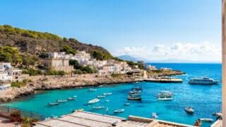 View of the Levanzo island, smallest of the Aegadian Islands in the Mediterranean Sea in Sicily, province of Trapany, Italy