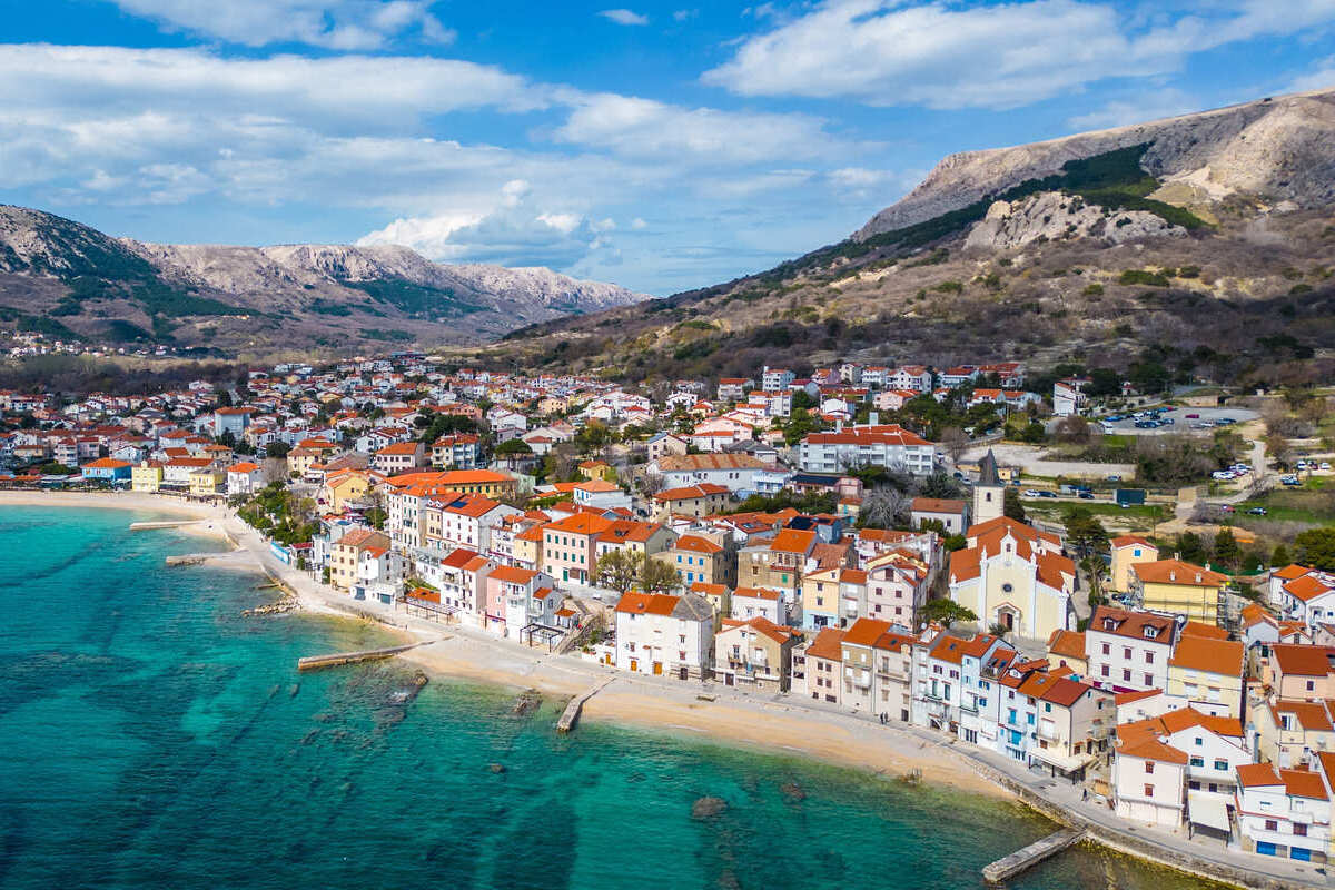 Aerial View Of Baska Town, Krk Island, Croatia