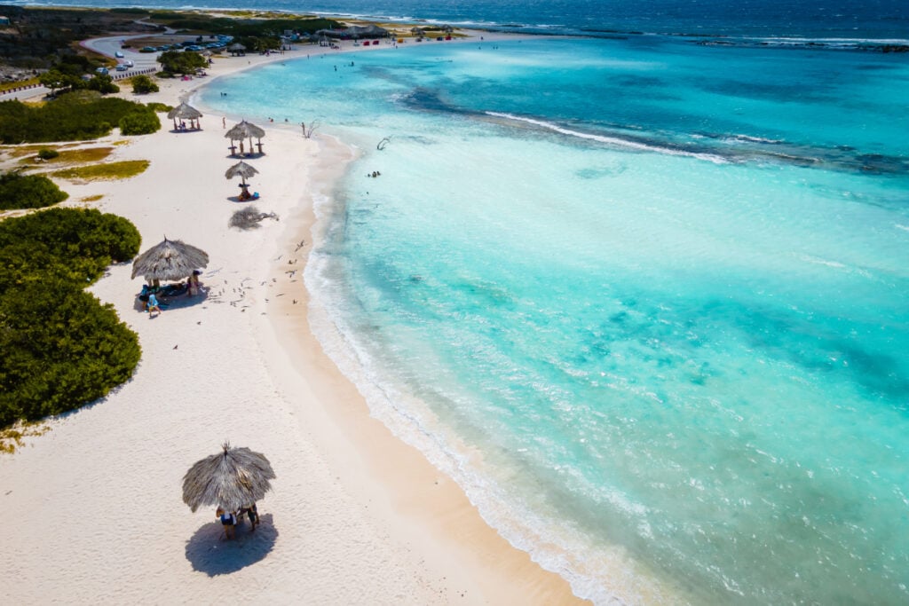 Amazing Baby Beach and coast on Aruba, Caribbean, white beach with blue ocean tropical beach.