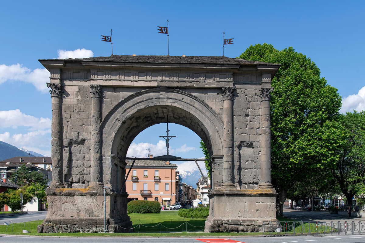 Ancient Roman Arc In Aosta, Italy