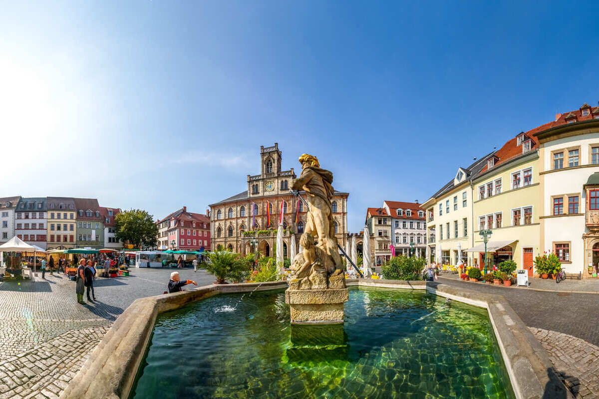 Main Historic Square In Weimar, Germany
