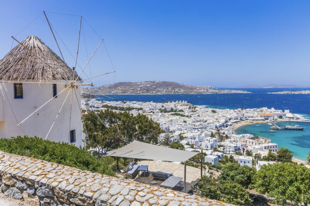 Mykonos, Greece. Panoramic view of Mykonos town