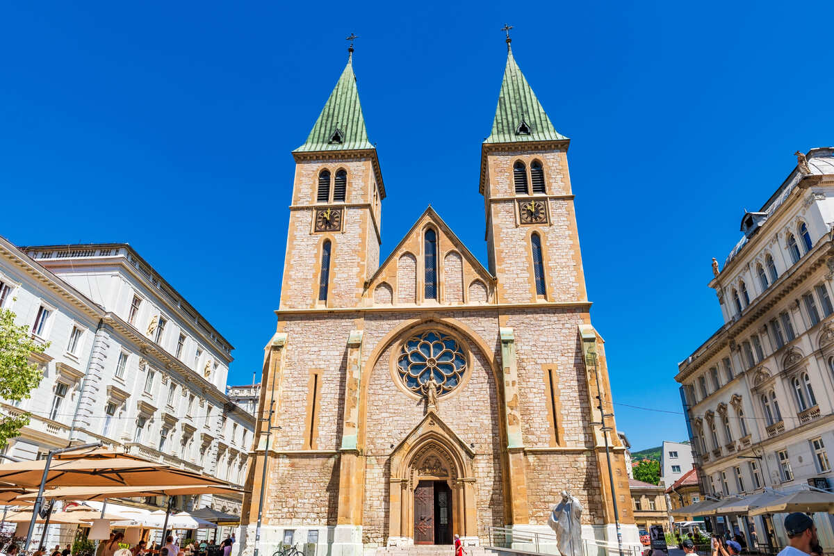 Neo Gothic Sacred Heart Cathedral In Sarajevo, Bosnia and Herzegovina, Southeastern Europe