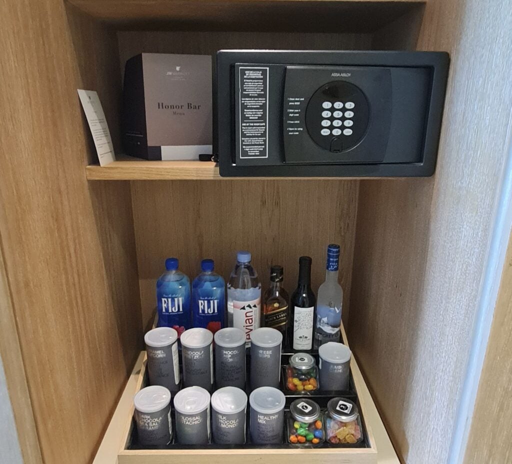 Resort-Safe-And-Mini-Bar-Items-at-Cancun-Resort.-Original-Image-By-Trevor-Kucheran