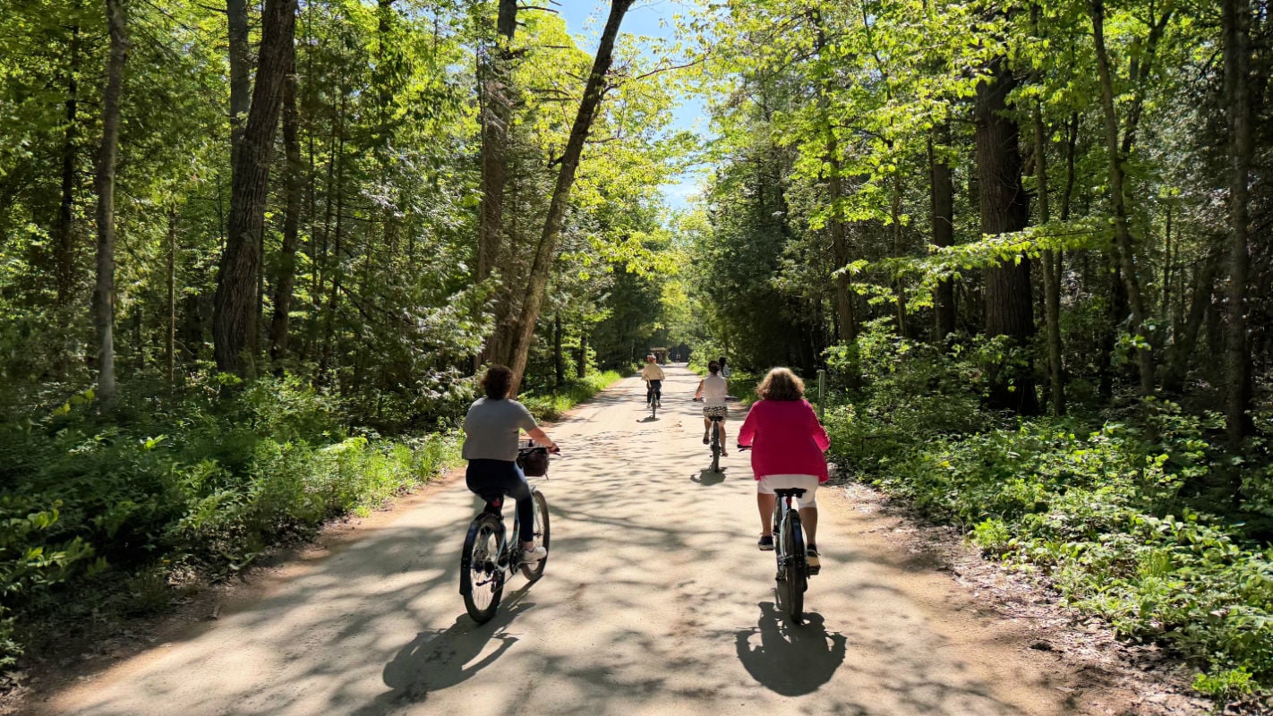 Riding Bikes on Mackinac Island. Photo by Tyler Fox