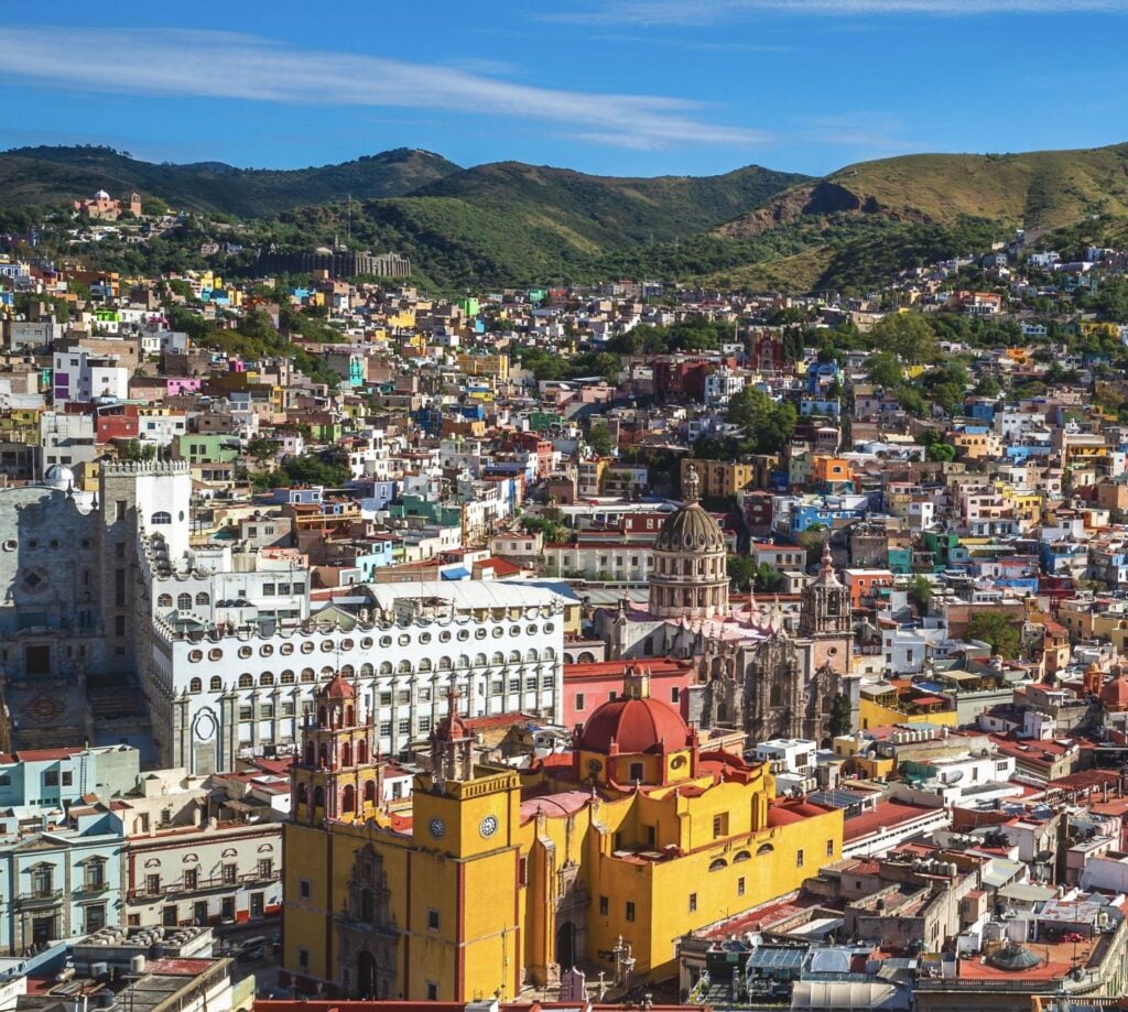 Scenery of Guanajuato with Guanajuato Cathedral in Mexico