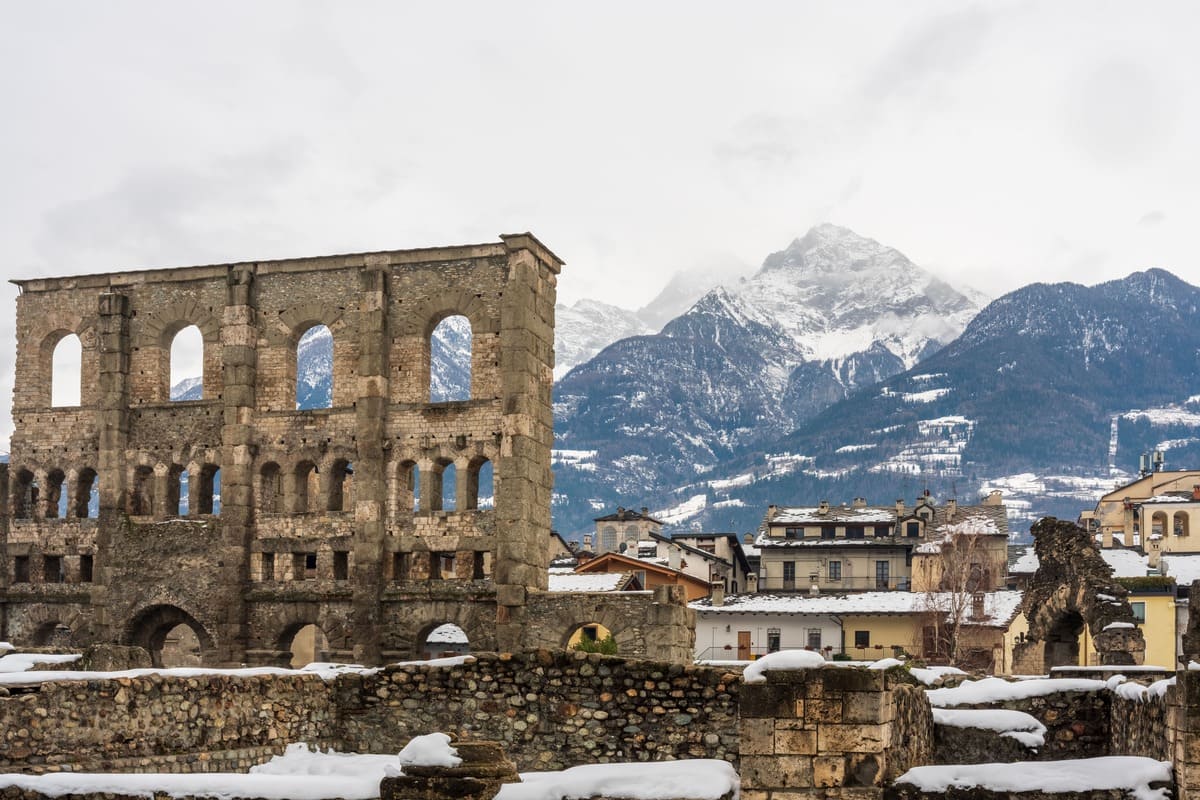 The Ancient Roman Theater In Aosta, Italy