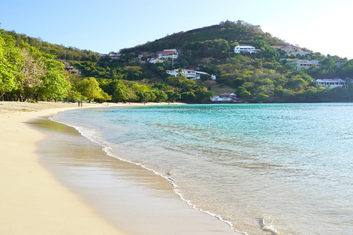 The Caribbean crescent beach of Morne Rouge , Grenada