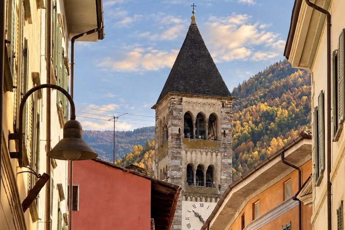 A Historic Bell Tower In Tirano, Italy