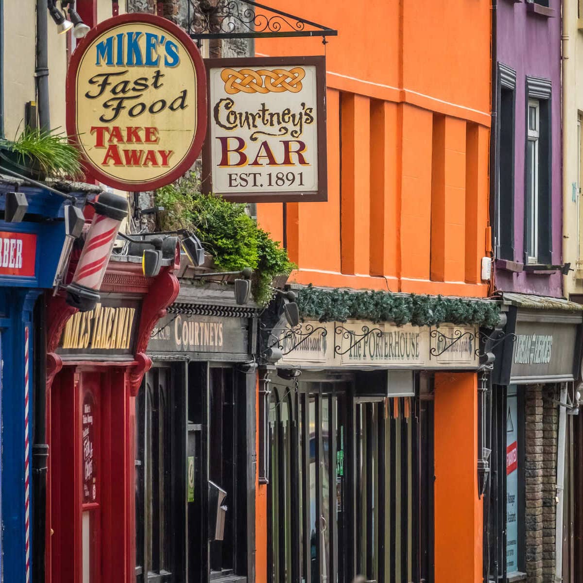 A Row Of Colorful Pubs In Limerick, Ireland