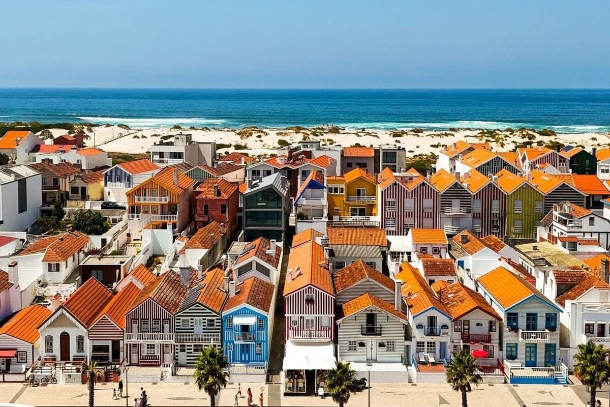 Aerial View Of Costa Nova, Portugal