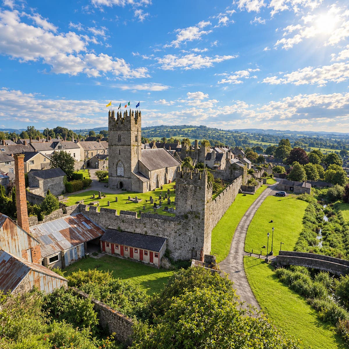 Aerial View Of Fethard In Ireland On A Summer Day
