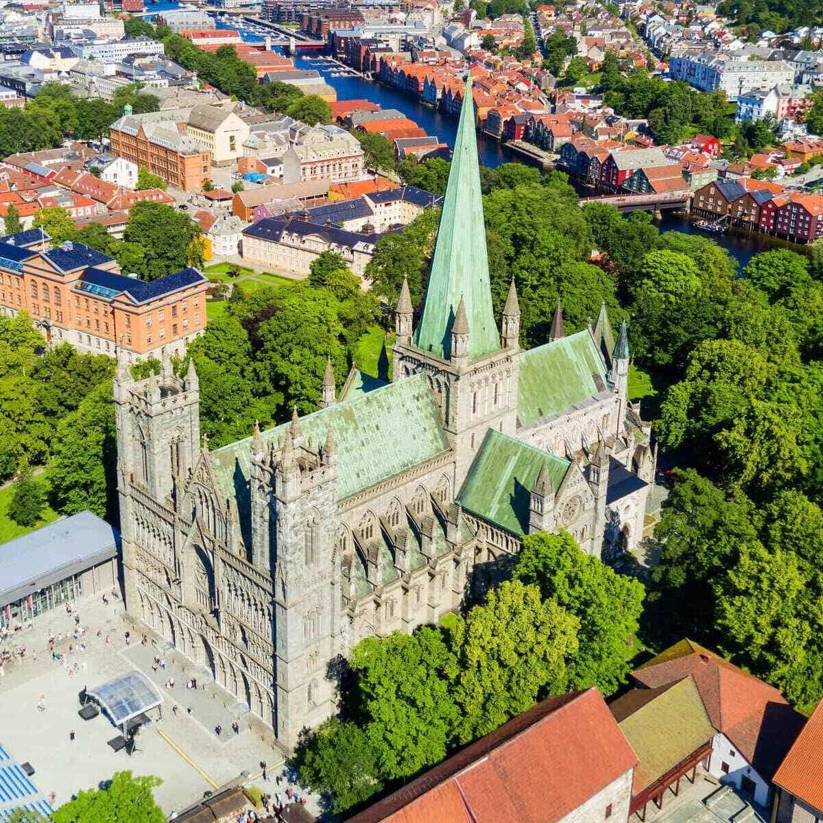 Aerial View Of Nidaros Cathedral In Trondheim, Norway