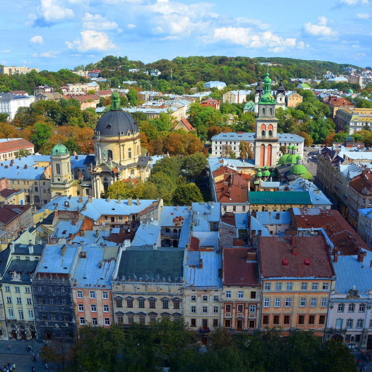 Aerial View Of The Market Square In Lviv, Ukraine