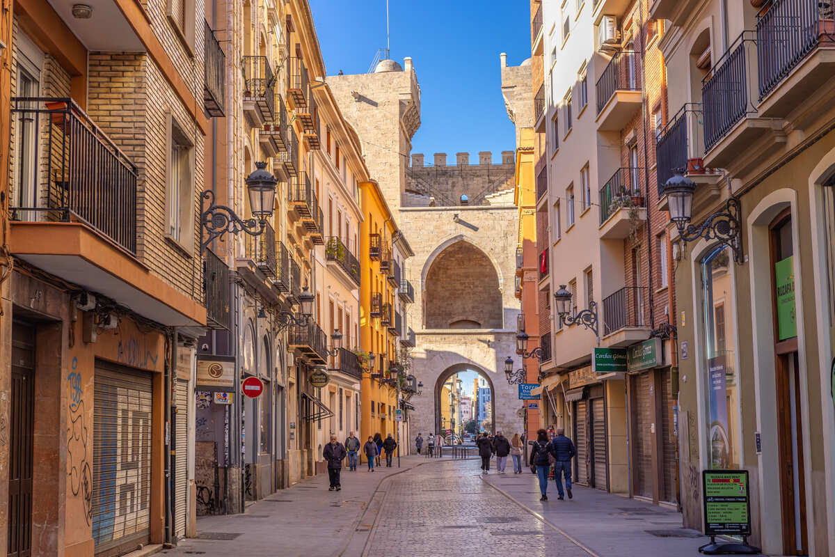 Beautiful Street In Valencia Historic Center, Spain