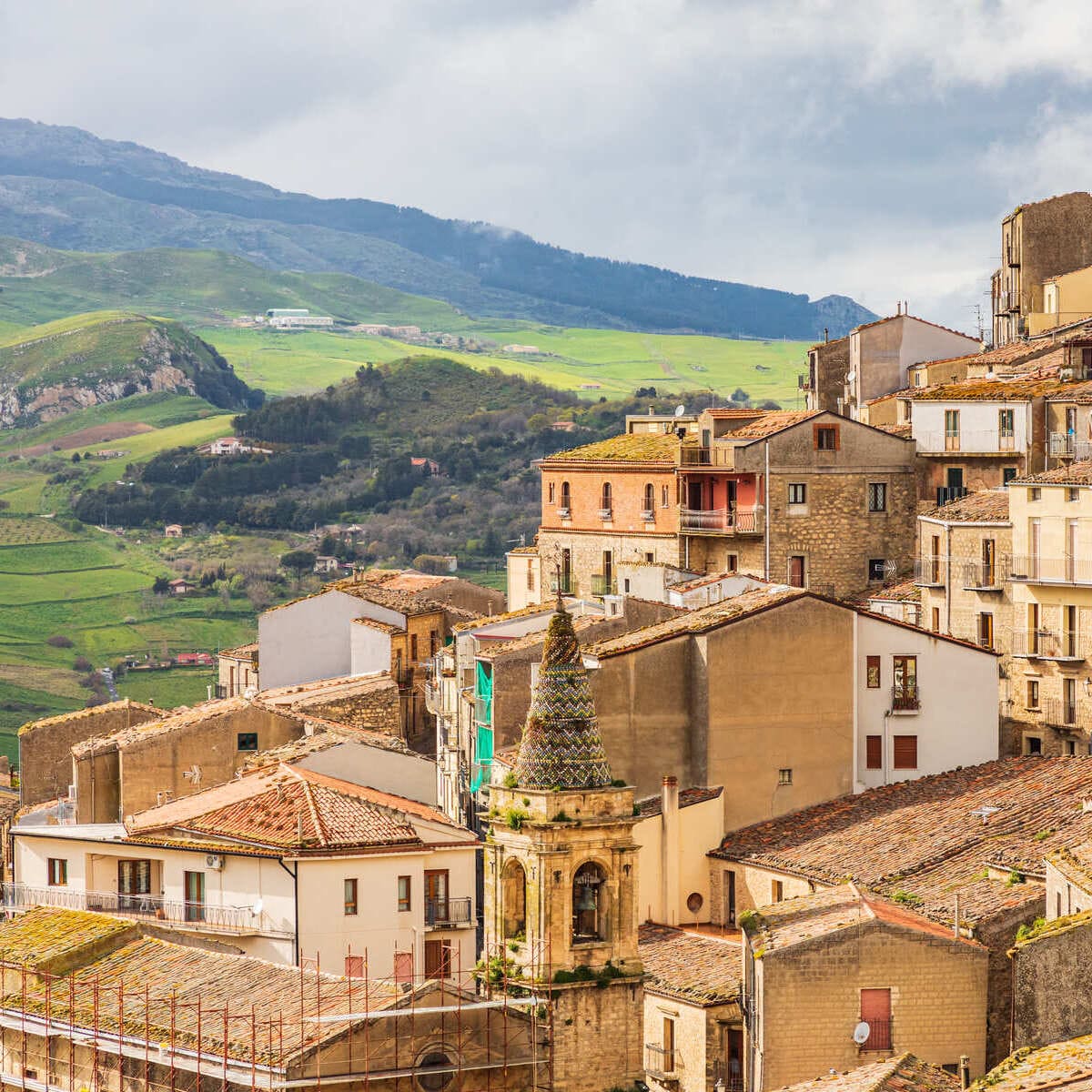 Close Up View Of The Historic Center Of Gangi In Sicily, Italy