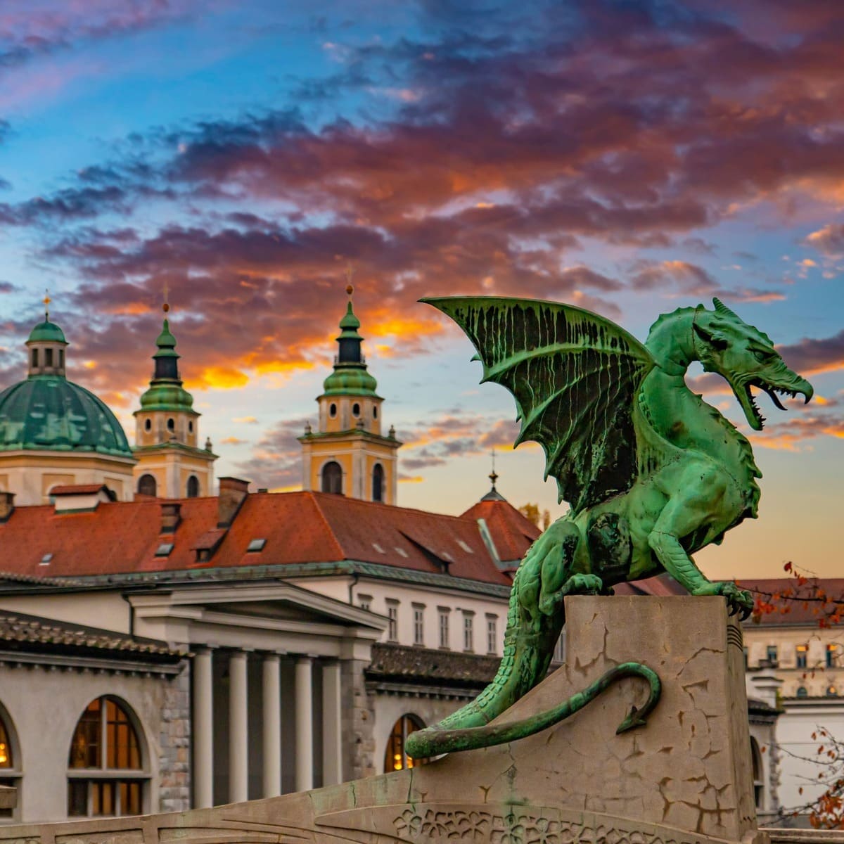 Dragon Bridge In Ljubljana, Slovenia